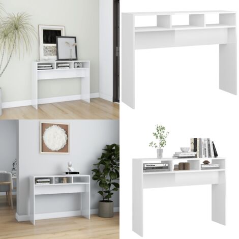 Tavolino Consolle Bianco Lucido 105x30x80 cm Legno Multistrato - Tavolo da ingresso - Tavolo da salotto