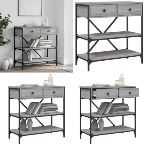 Tavolino Consolle Grigio Sonoma 75x34,5x75cm Legno Multistrato - Tavolo da ingresso - Tavolo da soggiorno