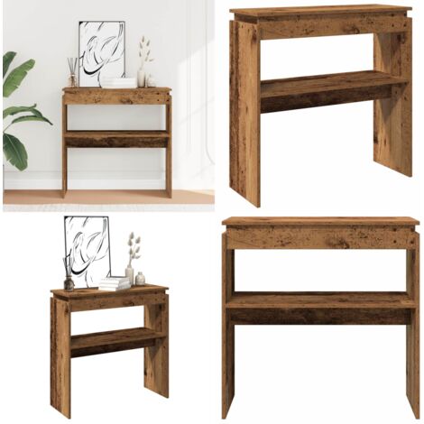 Tavolino Consolle Legno Antico 80x30x80 cm in Truciolato - Tavolo consolle legno antico - Tavolo da soggiorno