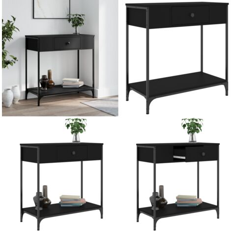Tavolino Consolle Nero 75x34,5x75 cm in Legno Multistrato - Tavolo da ingresso - Tavolo da soggiorno