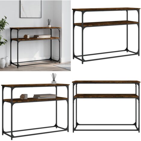 Tavolino Consolle Rovere Fumo 100x35,5x75 cm Legno Multistrato - Tavolo da ingresso - Tavolo da soggiorno