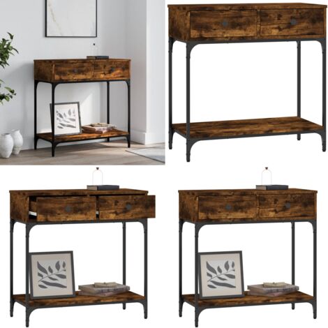 Tavolino Consolle Rovere Fumo 75x34,5x75cm Legno Multistrato - Tavolino da ingresso - Tavolino in legno multistrato