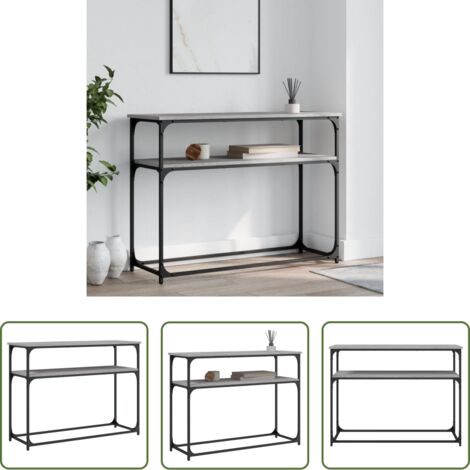 Tavolino consolle -  Tavolino Consolle Grigio Sonoma 100x35,5x75cm Legno Multistrato