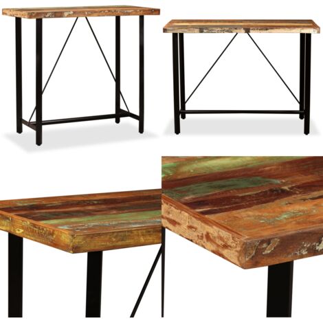 Tavolino da Bar in Legno Massello di Recupero 120x60x107 cm - Tavolo da bar industriale - Tavolo in legno massello