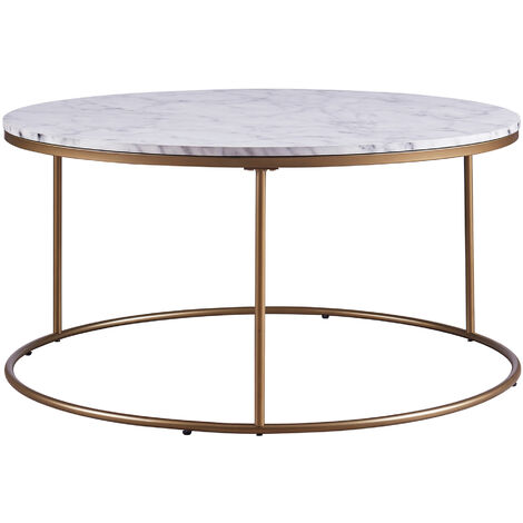 Tavolino da Caff� Rotondo Tavolo Basso Salotto Faux Marmo Teamson Home VNF-00075
