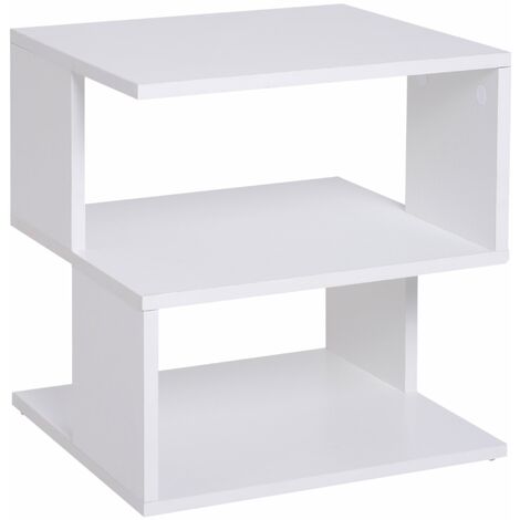 Tavolino da Caffè 2 Ripiani Design Moderno Legno Bianco 40x40x43 cm