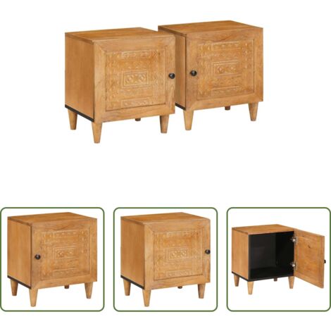 Tavolino da caffè -  Armadio da Notte 2 pcs Marrone Chiaro 40 x 33 x 46 cm