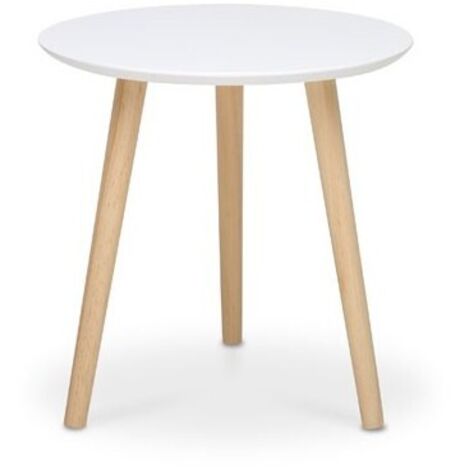 Tavolino da Caffe Bianco 48 cm Rotondo Divano Tavolinetto Salotto Tavolo Basso