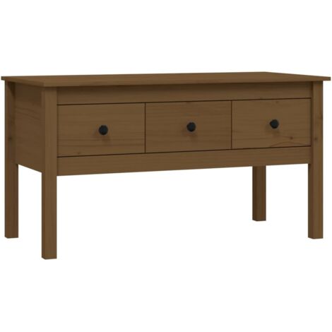 Tavolino da caffè con 3 cassetti, design moderno e contemporaneo, 102 x 49 x 55 cm, legno di pino massello, marrone DEC039463
