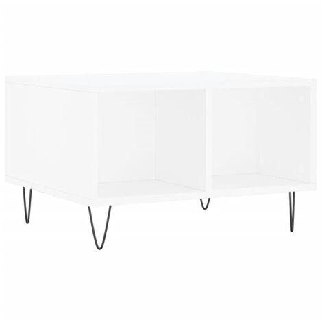 Tavolino da caffè con 4 scomparti design moderno 60 x 50 x 36,5 cm in legno ingegnerizzato bianco e metallo DEC037915