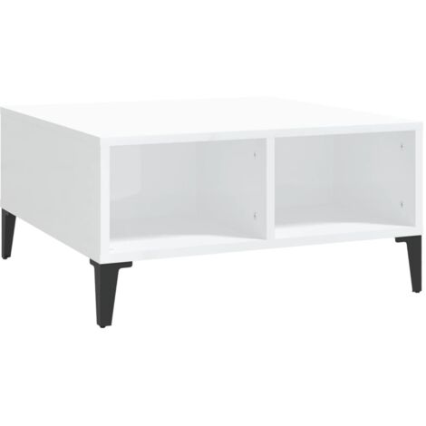 Tavolino da caffè con 4 scomparti, design moderno e contemporaneo, 60 x 60 x 30 cm, legno ingegnerizzato, bianco lucido DEC038129