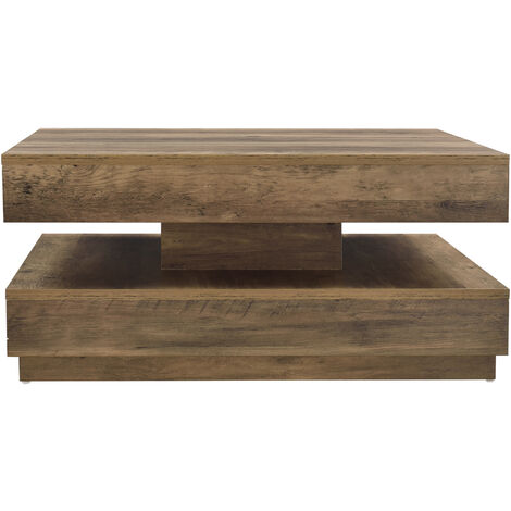 [en.casa] Tavolino da Caffè con Piano Girevole 76 x 76 x 38 cm Tavolino da Salotto con 1 Ripiano Tavolino Basso - Effetto Legno
