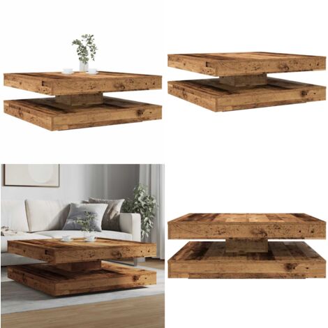Tavolino da Caffè Girevole a 360 Gradi Antico 90x90x34,5 cm - Tavolino da soggiorno - Tavolino girevole