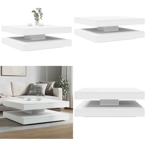 Tavolino da Caffè Girevole a 360 Gradi Bianco 90x90x34,5 cm - Tavolino da caffè - Tavolo da soggiorno
