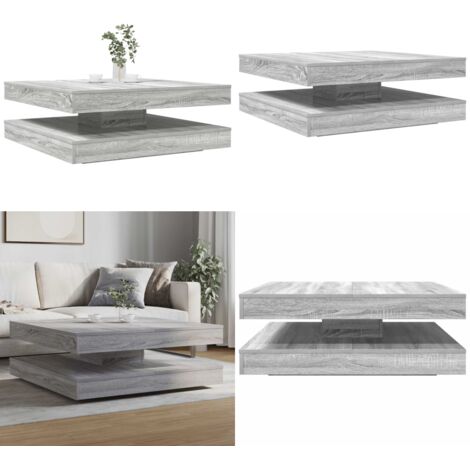 Tavolino da Caffè Girevole a 360 Gradi Grigio 90x90x34,5 cm - Tavolino da soggiorno - Tavolino girevole