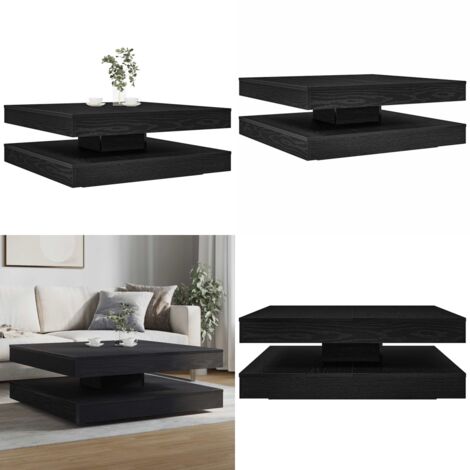 Tavolino da Caffè Girevole a 360 Gradi Nero 90x90x34,5 cm - Tavolino da caffè - Tavolino girevole