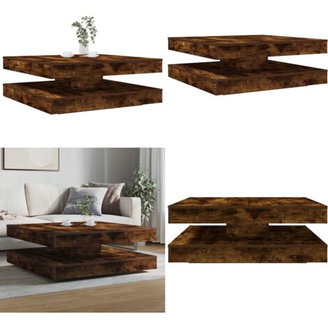 Tavolino da Caffè Girevole a 360 Gradi Rovere 90x90x34,5 cm - Tavolino da caffè - Tavolo da soggiorno