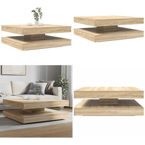 Tavolino da Caffè Girevole a 360 Gradi Sonoma 90x90x34,5 cm - Tavolino da soggiorno - Tavolino girevole