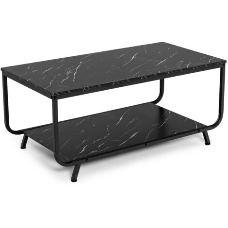 Tavolino da caffè in finto marmo, Tavolino moderno adatto a ufficio salotto e balcone 105x55x46,5cm Nero