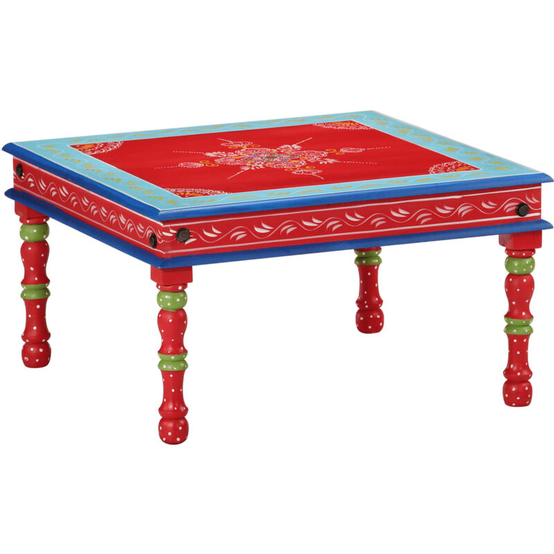 Tavolino Salotto Rosso Dipinto A Mano Legno Massello Di Mango Vidaxl