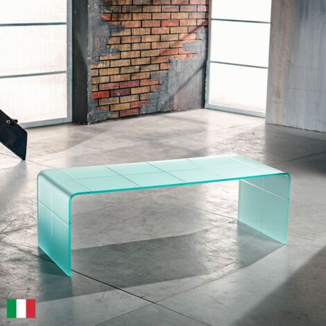 Tavolino da caffè in Vetro Curvato Satinato L 100 Made in Italy - Scacco Matto