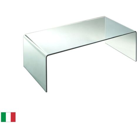 Tavolino da caffè in Vetro Curvato Trasparente 110 Made in Italy - Ponte R 0
