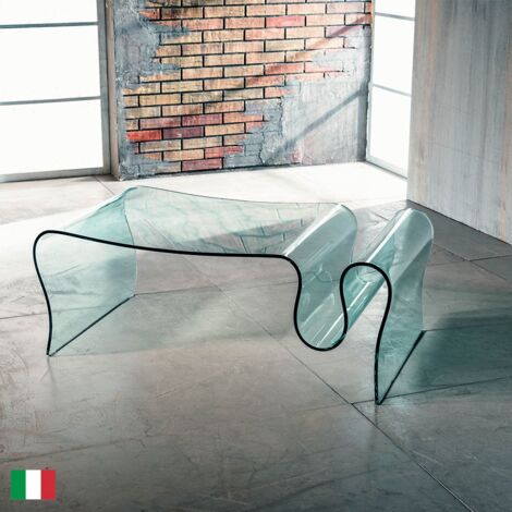 Tavolino da caffè in Vetro Curvato Trasparente L 110 Made in Italy - Magia