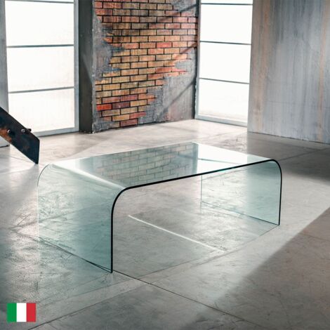 Tavolino da caffè in Vetro Curvato Trasparente L 110 strong Made in Italy - Ponte  Transparent