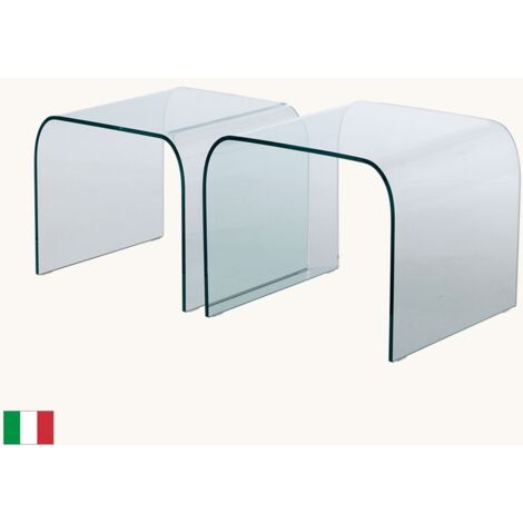 Tavolino da caffè in Vetro Curvato Trasparente L 48 Made in Italy - Bis