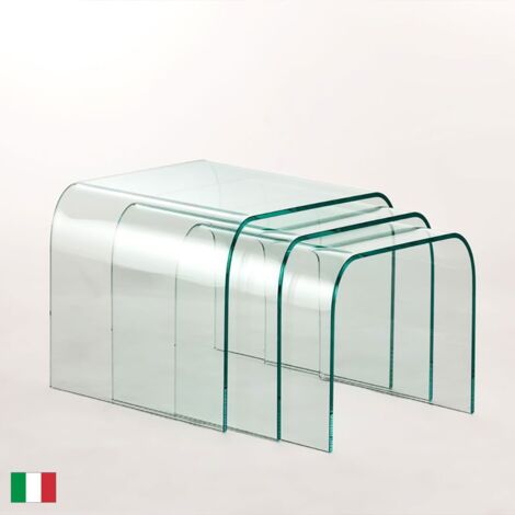 Tavolino da caffè in Vetro Curvato Trasparente L 48 Made in Italy - Tris