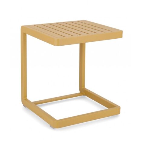 Tavolino da caffe "Konnor " per lettino da esterno e giardino 40 cm in alluminio -Senape