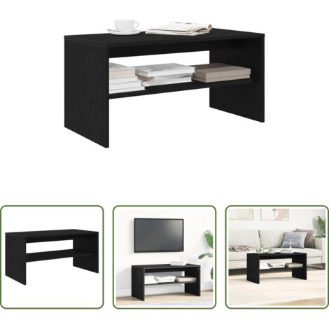 Tavolino da caffè -  Mobile Porta TV Rovere Nero 80x40x40 cm in Legno Multistrato