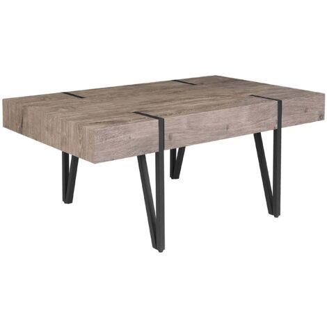 Tavolino da Caffè Moderno in Legno Scuro Gambe in Metallo 100 x 60 cm Adena