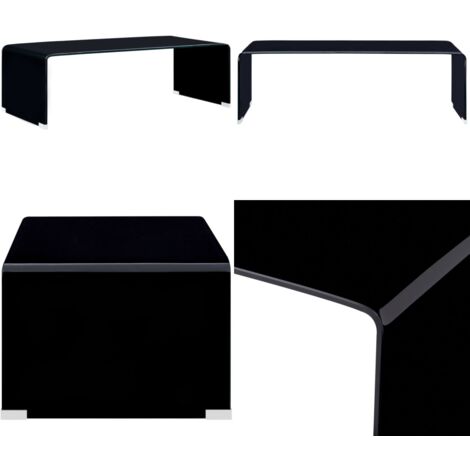 Tavolino da Caffè Nero 98x45x31 cm in Vetro Temperato - Tavolino in vetro - Tavolino nero