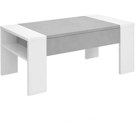 Tavolino da Caffè Piano Sollevabile 98x50x42 cm Grigio e Bianco Moderno