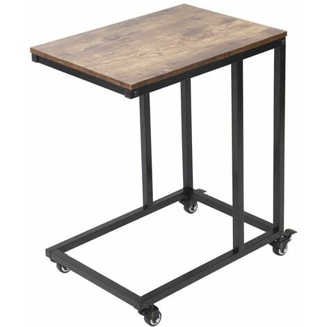 Tavolino da Caffe Porta Pc Laterale Divano Letto Metallo legno con Ruote Moderno