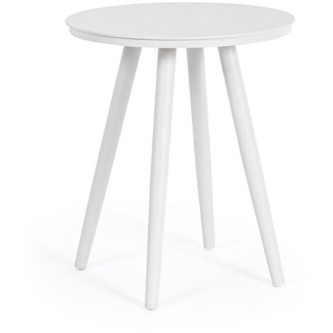 Tavolino da caffe "Space" da esterno e giardino Ø 40 cm in alluminio verniciato -Bianco
