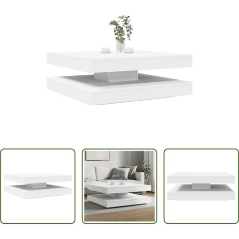 Tavolino da caffè - Tavolino da Caffè Girevole a 360 Gradi Bianco 90x90x34,5 cm