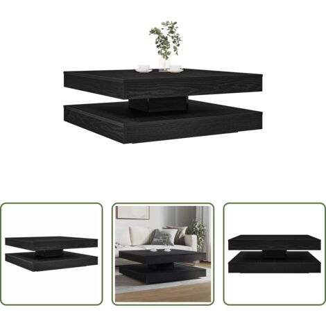 Tavolino da caffè - Tavolino da Caffè Girevole a 360 Gradi Nero 90x90x34,5 cm