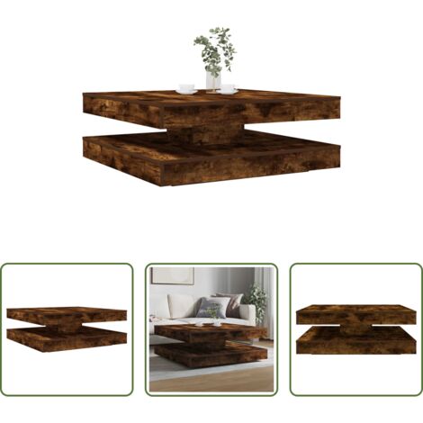Tavolino da caffè - Tavolino da Caffè Girevole a 360 Gradi Rovere 90x90x34,5 cm