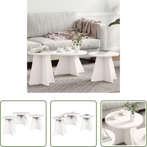 Tavolino da caffè -  Tavolino da salotto 3 pcs Bianco
