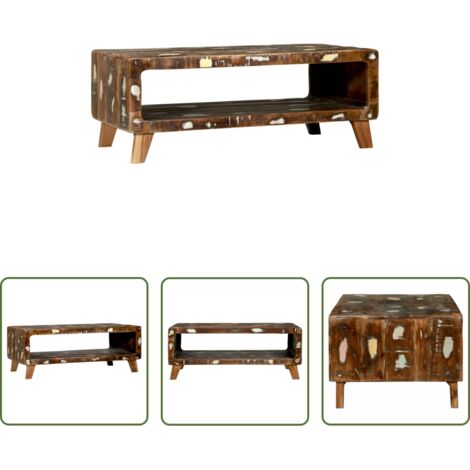 Tavolino da caffè -  Tavolino da salotto 90 x 50 x 35 cm Legno Recuperato Massello
