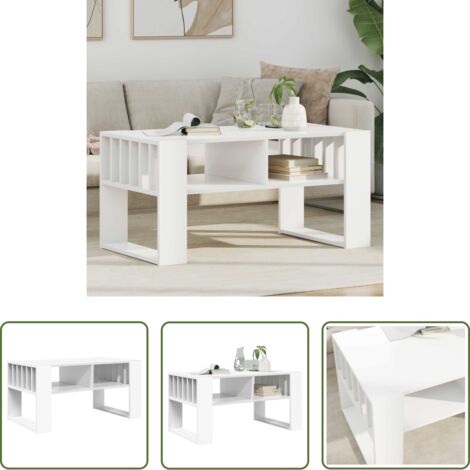 Tavolino da caffè -  Tavolino da salotto Bianco 92 x 49,5 x 45 cm Legno multistrato