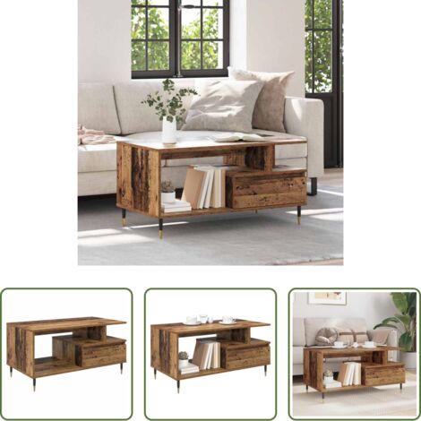 Tavolino da caffè -  Tavolino da salotto con cassetto Legno vecchio 90 x 49 x 45 cm