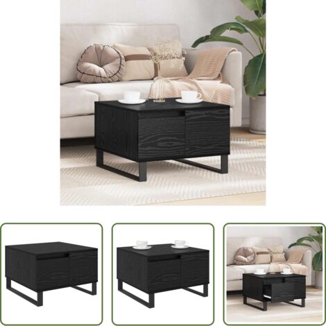 Tavolino da caffè -  Tavolino da salotto con cassetto Rovere Nero 55 x 55 x 36,5 cm