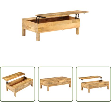 Tavolino da caffè -  Tavolino da Salotto in Legno Massello di Mango 110x55x35 cm