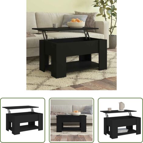 Tavolino da caffè -  Tavolino da Salotto Nero 79x49x41 cm in Legno Multistrato