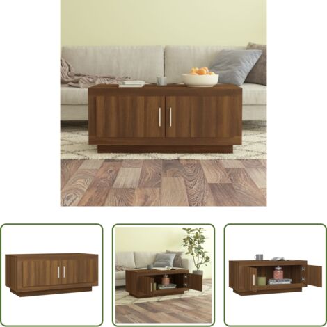 Tavolino da caffè -  Tavolino Salotto Rovere Marrone 102x50x45 cm Legno Multistrato
