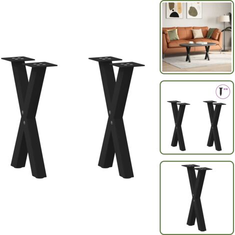 Tavolino da caffè - vidaXL Gambe per Tavolino da Caffè a Forma di X 2 pz Nere 28x(42-43) cm Acciaio - Gambe per scrivania