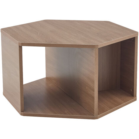 Tavolino da caffè79x69.4x40cm, design elegante con gambe cilindriche e venatura naturale, montaggio rapido, MDF marrone